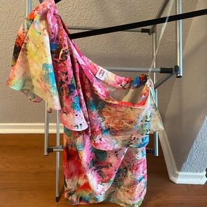 A by Amanda Multicolor One Shoulder Dress